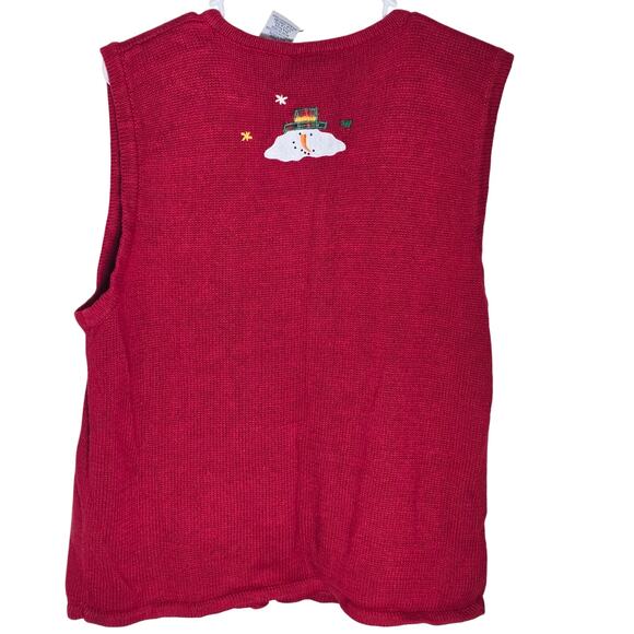 Bobbie Brooks Red Ice Skating Snowmen Christmas Sweater Vest Women's XL 16-18 - Picture 4 of 5